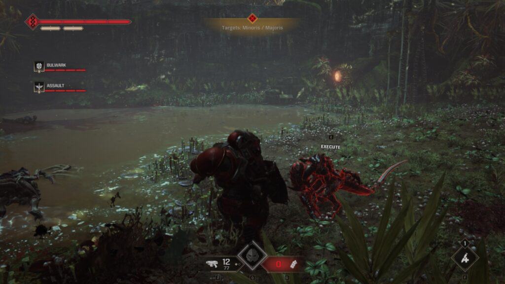 The player stuns a Tyranid in the jungle
