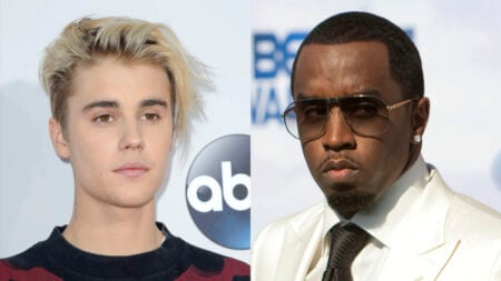 A photo collage of Justin Bieber and Diddy