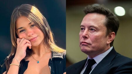 A photo collage of Sophie Rain and Elon Musk