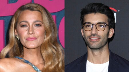 A photo collage of Blake Lively and Justin Baldoni