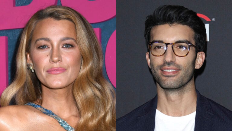A photo collage of Blake Lively and Justin Baldoni