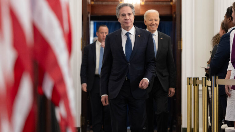 Journalists Questioning Genocide Forcibly Removed From Final Antony Blinken Press Conference: ‘Why Did You Allow My Friends To Be Massacred?’ Secretary of State Antony Blinken walks with President Biden into a room