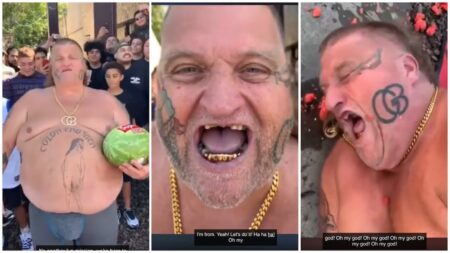 California man, watermelon
