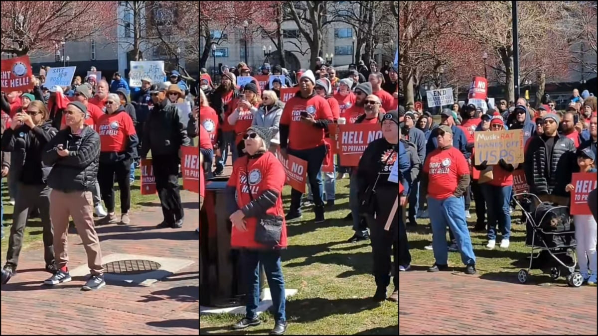 Boston Joins Massachusetts USPS Protests Over Trump Admin Threats: ‘Hell No To Privitization!’