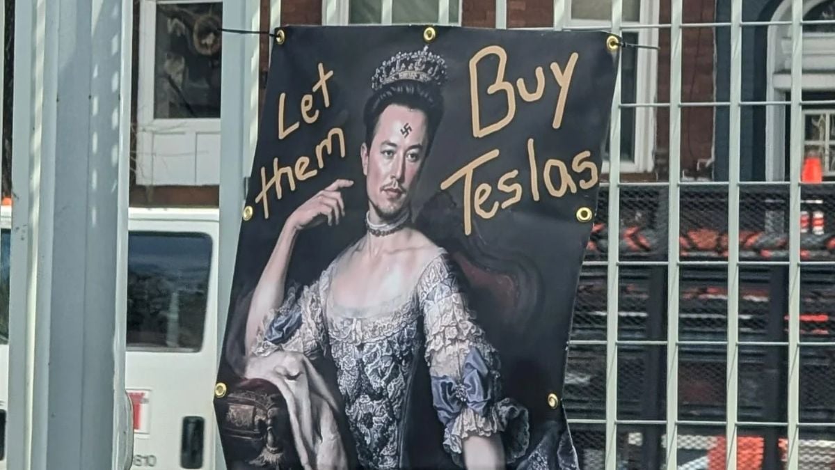 Rhode Island Poster Depicts Elon Musk as Marie Antoinette With Swastika on Forehead: ‘The Piece de Resistance of the Musk Art Period’