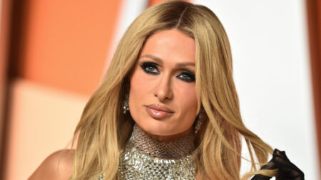 Paris Hilton at the Vanity Fair Oscars party.