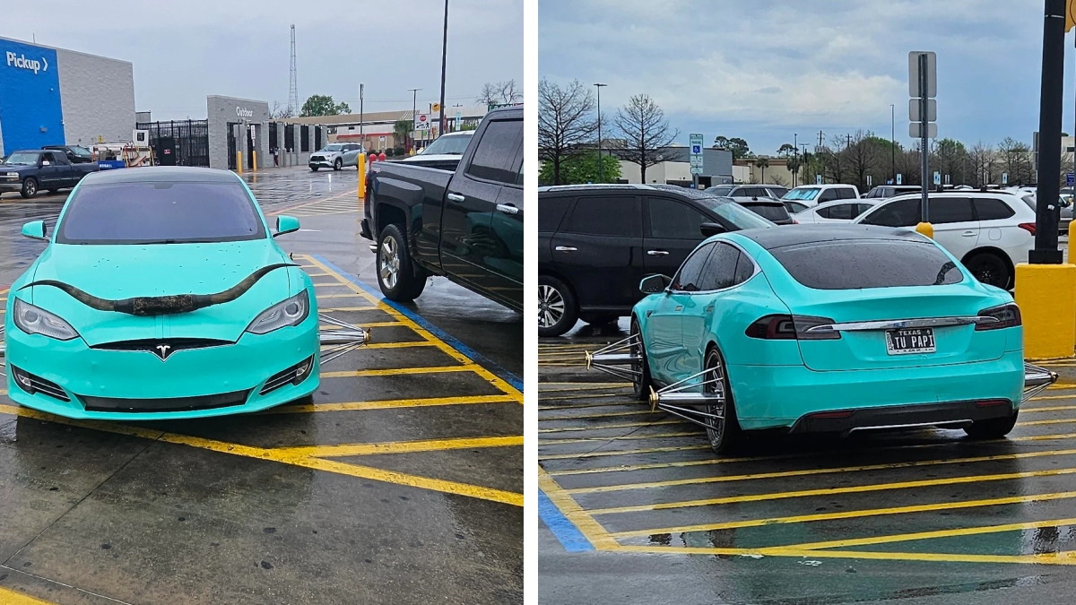 Texas Driver Parks Their Hazardous Car at a Forbidden Spot Outside of Walmart ‘The Tu Papi License Plate Is Really Just the Cherry on Top’