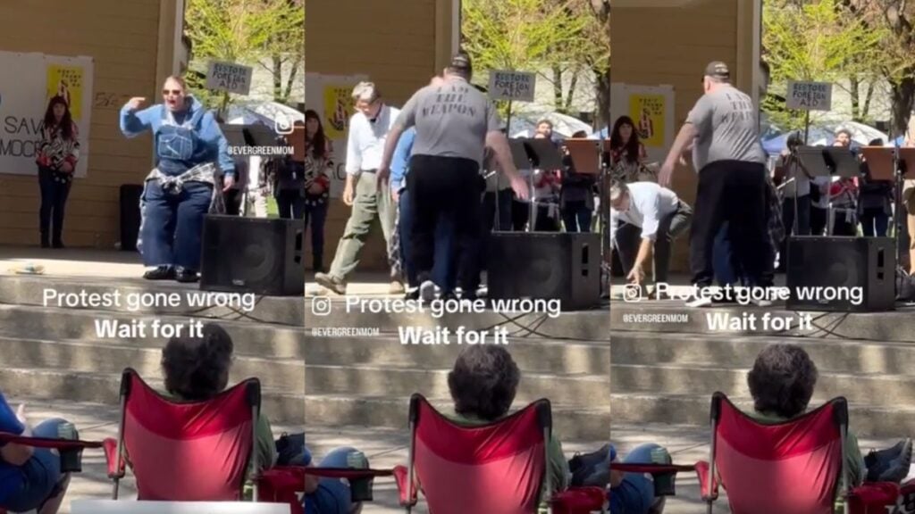 Heckler at Washington 'Hands Off!" Protest Gets Whacked With 'The Weapon': 'You Don't Like Hands Off, Ok Now We Doing Hands On!'