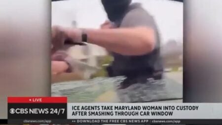 A picture of Maryland woman getting arrested.
