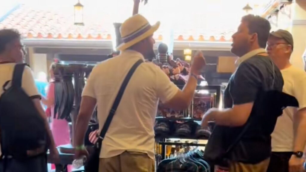 Guests Fight Over Water At Disney World in Florida: ‘Grown Men Acting Like Toddlers’ Man yelling at Disney World