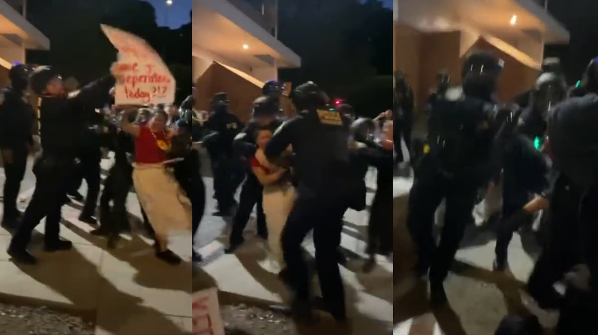 Portland ICE Agents Slam Indigenous Mother While Sacred Wetlands Burn: ‘This is why they wear masks’
