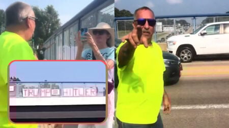 MAGA Loyalist Attacks ‘Trump = Hitler’ Protest Signs in Iowa: ‘Visual Representation of Small D*** Energy’
