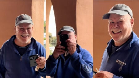 A California in a blue hoodie and baseball cap is caught on camera after making a racist comment