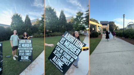 Woman Poses With Anti-Abortion Sign at Kansas State University Only to Run Away With It, 'Thought My FYP Betrayed Me For a Moment'