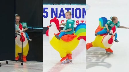 chicken jockey ice skating