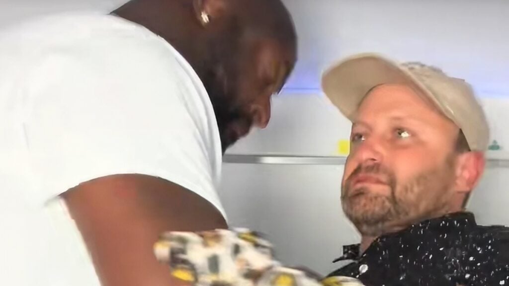 racist male karen in flight