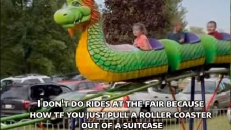 The Dragon Wagon roller coaster at Ogemaw County Fair in Michigan