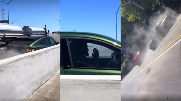 driver praying in ford EV