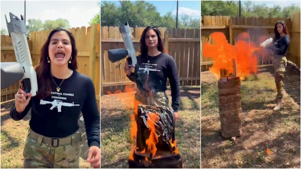 Quran burned by texas GOP candidate flamethrower