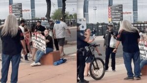 Arizona Man Berates Woman Holding Sign at Charlie Kirk Memorial