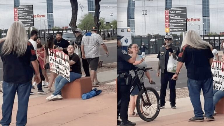 Arizona Man Berates Woman Holding Sign at Charlie Kirk Memorial