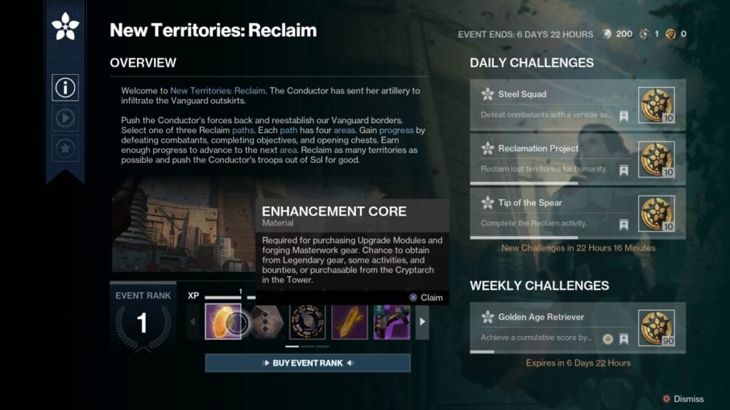 Earth reclaimed Rewards