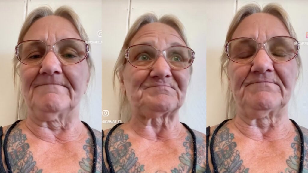 Screenshots of a Homeless New Hampshire woman discussing the issue of being denied public restroom access.