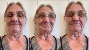Screenshots of a Homeless New Hampshire woman discussing the issue of being denied public restroom access.