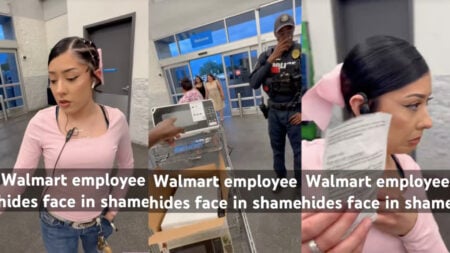 Screenshots of a New Mexico Walmart Employee falsely accusing a man of stealing.
