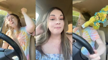 Screenshots of s Pennsylvania student recently crashing while fillming and driving.