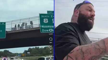 Snowflake Trump Supporter Trashes Protestors' Signs in New Hampshire, Threatens Their Lives