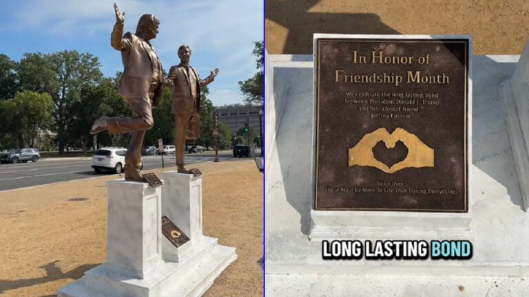 So There's a 12-Foot-Tall Statue of President Trump and Epstein Holding Hands in Washington, DC