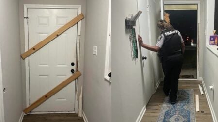 A picture of the Georgia family's door.