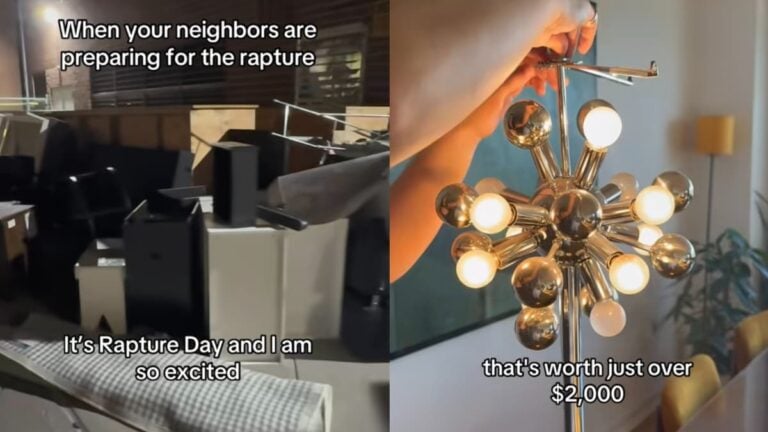 Lucky New York Woman Scores $2000 Floor Lamp Left Outside By Rapture Believer: ‘We Need a Yearly Rapture’ A picture taken by the New York woman.