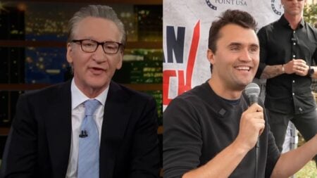 Bill Maher (left) Charlie Kirk (right0
