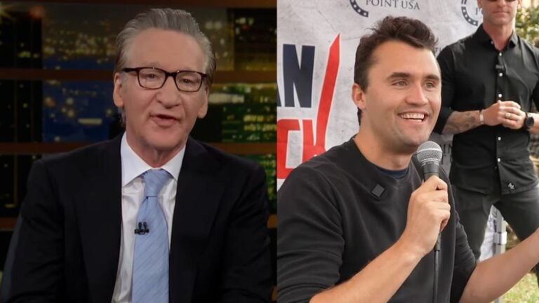 Bill Maher (left) Charlie Kirk (right0