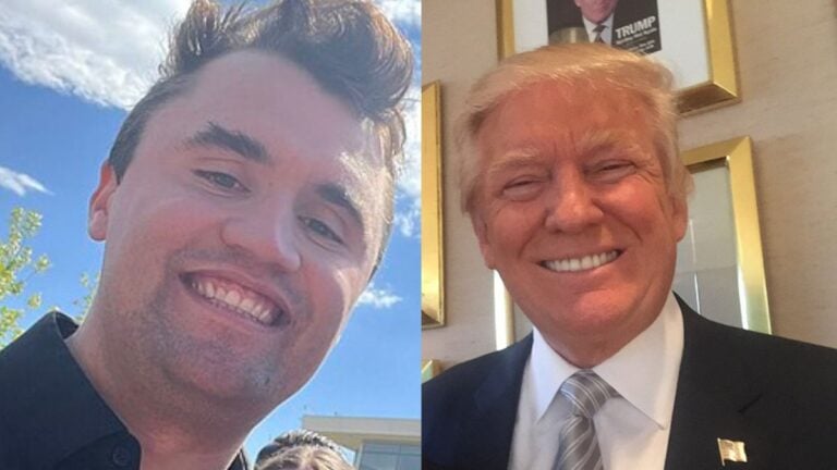 Charlie Kirk and Donald Trump selfies