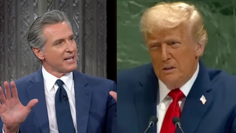 Gavin Newsom (left) Donald Trump (right)