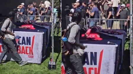 Man steals merchandise from Charlie Kirk's table