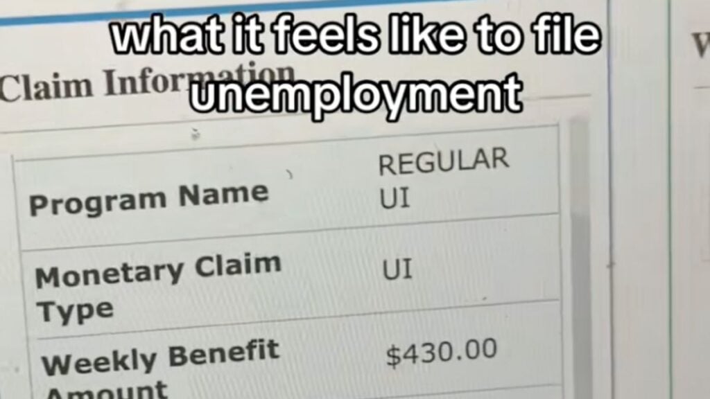TikTok explaining what it feels like to file for unemployment
