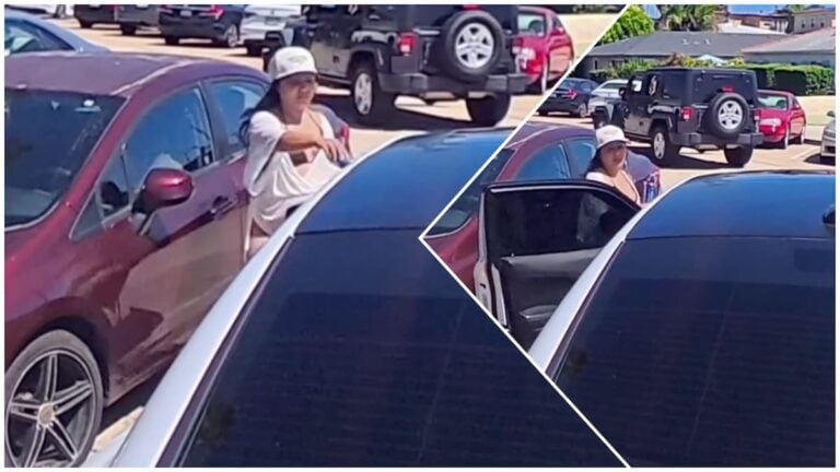 Spiteful California Karen Tries to Pour Alcohol into Vehicle Engine Bay & Throws Can Due to Parking Spat, Gets Charged with Misdemeanour Assault: 'I Love How He Doesn't Even Flinch as the Drink Hits Him'