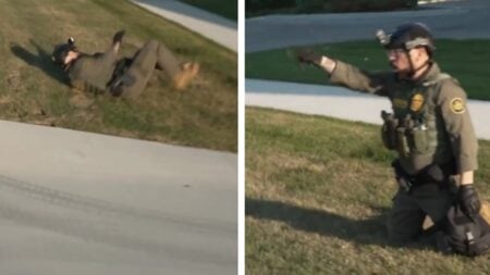 ICE Agent falls while chasing suspect