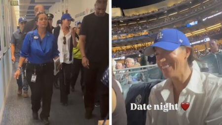 Police Escort Prince Harry and Meghan Markle Into Dodgers Stadium: ‘They Should Not Be Getting American Tax-Payed Security’ Prince Harry and Meghan Markle Surrounded by ‘Parade’ of Guards