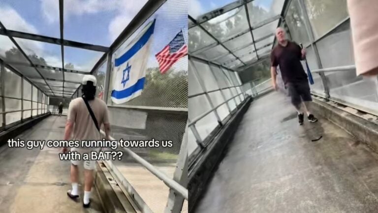 Insane Florida Man Hangs Israel Flag and Waits With Bat to Confront Anyone Trying to Take It Down: ‘This Man Has So Much Hate In His Heart’ A picture of the insane Florida man.