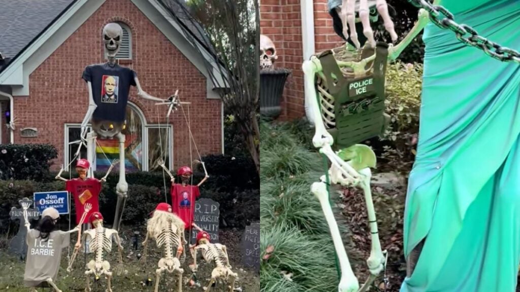 anti-maga halloween decorations in atlanta, georgia