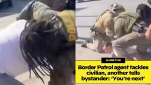 Border patrol agents tackle man in Chicago