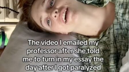 A paralyzed student in the hospital