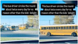 Utah School Bus Driver Drives Around Roundabout Twice to Make Kids Happy
