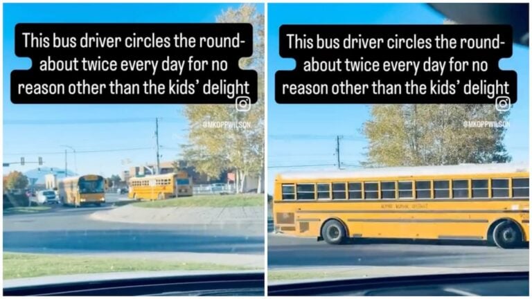 Utah School Bus Driver Drives Around Roundabout Twice to Make Kids Happy