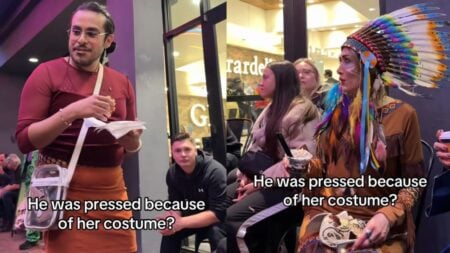 Internet Mocks California Man Dressed Up as a Woman for Trying to Lecture Woman About Native American Costume: ‘His Costume Is Way More Offensive’ A picture of the California man.